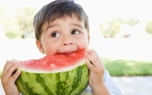 夏天吃瓜打扇悠闲